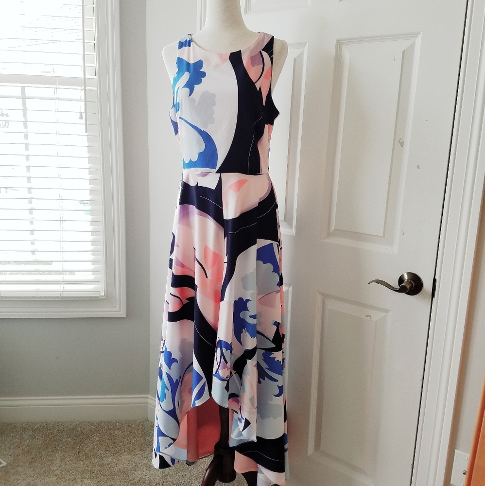 Nicole Miller Asymmetrical Pastel Maxi Dress 12h